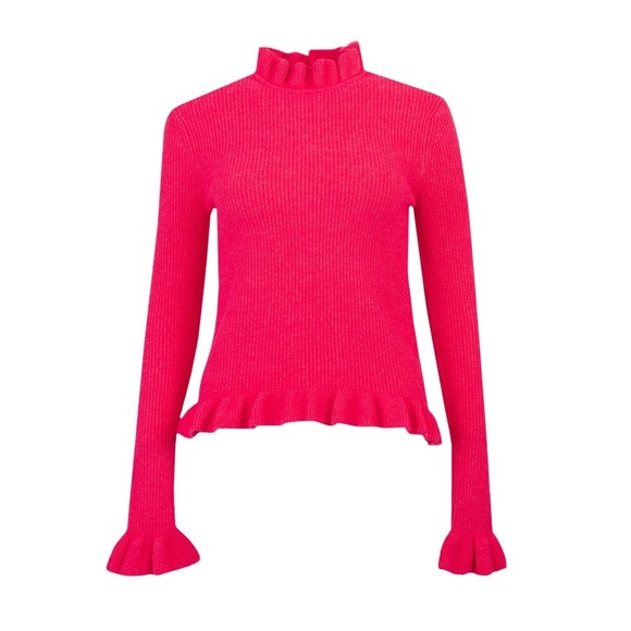 TED BAKER Pipalee Frill Detail Cropped Sweater size 3 us 10 wool - Picture 3 of 16